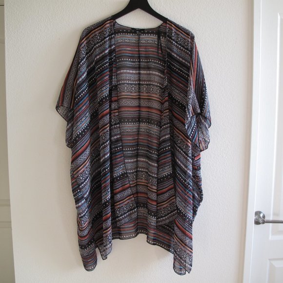 FOREVER 21 Colorful Striped Chiffon Kimono - Picture 2 of 10